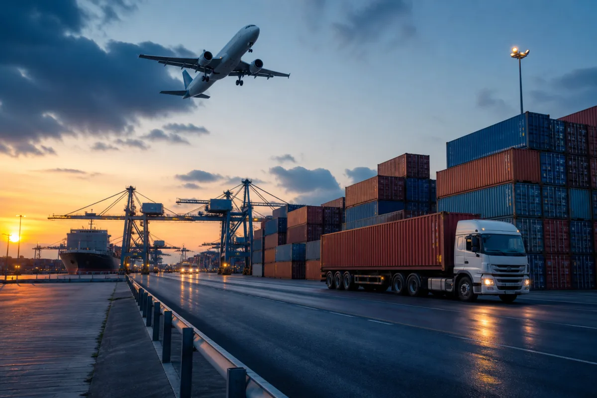 Multimodal international logistics hub with air, sea and road cargo
