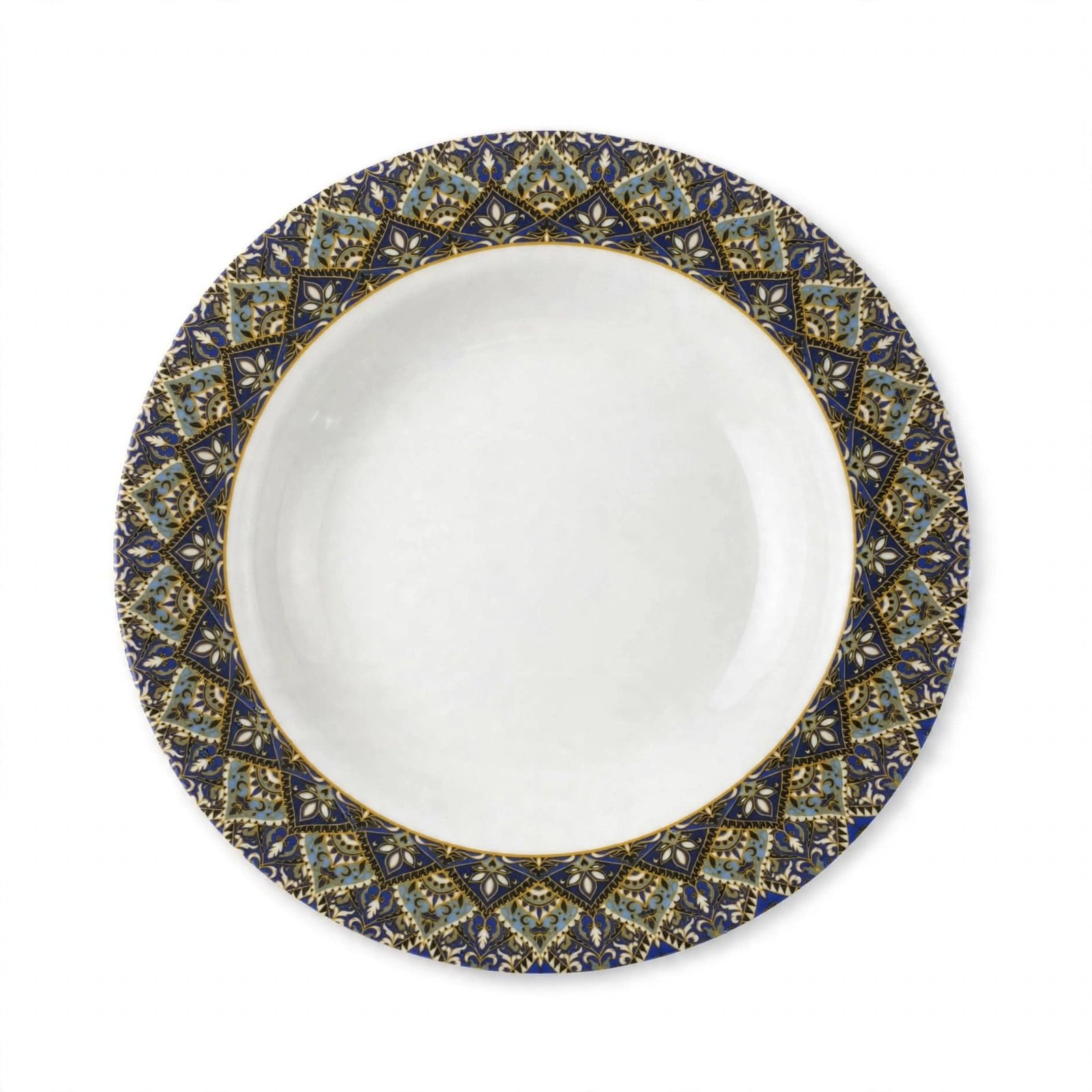 Blue Gold Moroccan Dinner Plate - Premium Ceramic - 1Pc Luxury Mandala Border Design plate 9