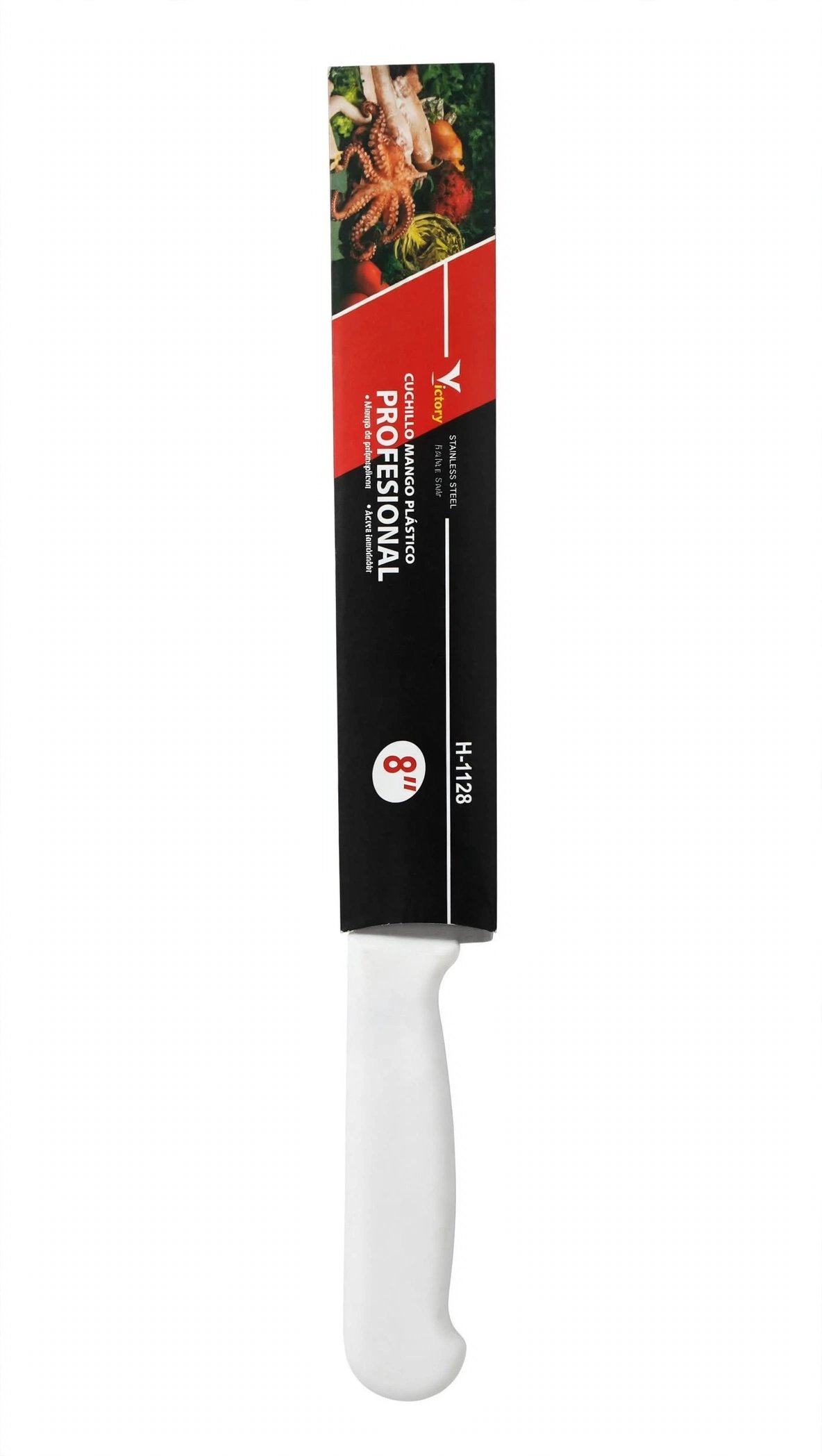 Victory Profesional Kitchen Knife 8 Inch - Stainless Steel - Cuchillo Mango Plastico White Handle - Model H-1128
